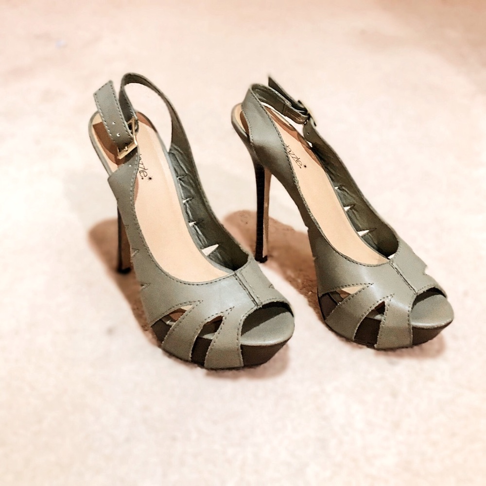 Olive green platform heels